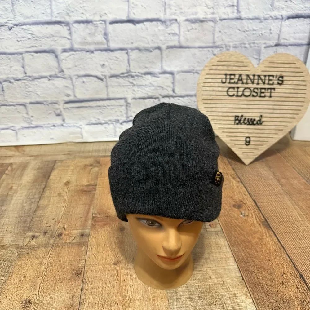 Work Uniform U P S Logo Winter Short Beanie Hat Cap Gray postal